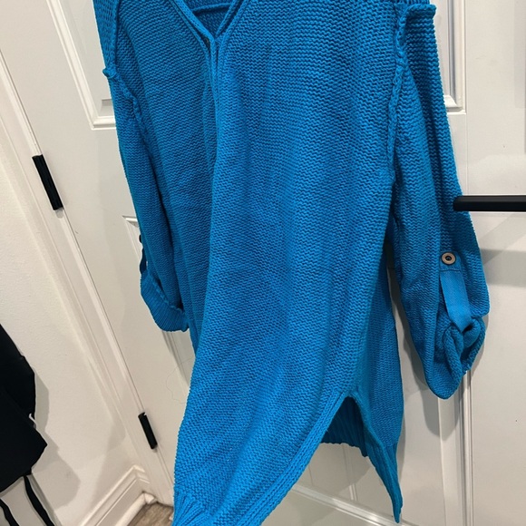 We The Free FREE PEOPLE firefly knit Blue V-Neck Sweater tunic Relaxed Fit - Picture 10 of 12